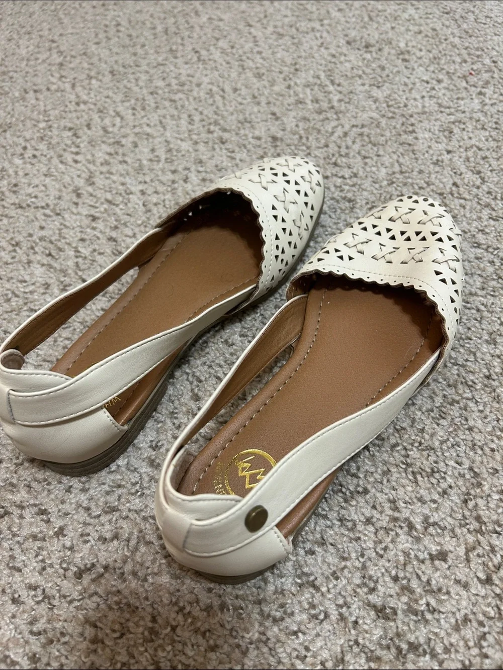 Women’s Cream Laser-Cut Slingback Flats